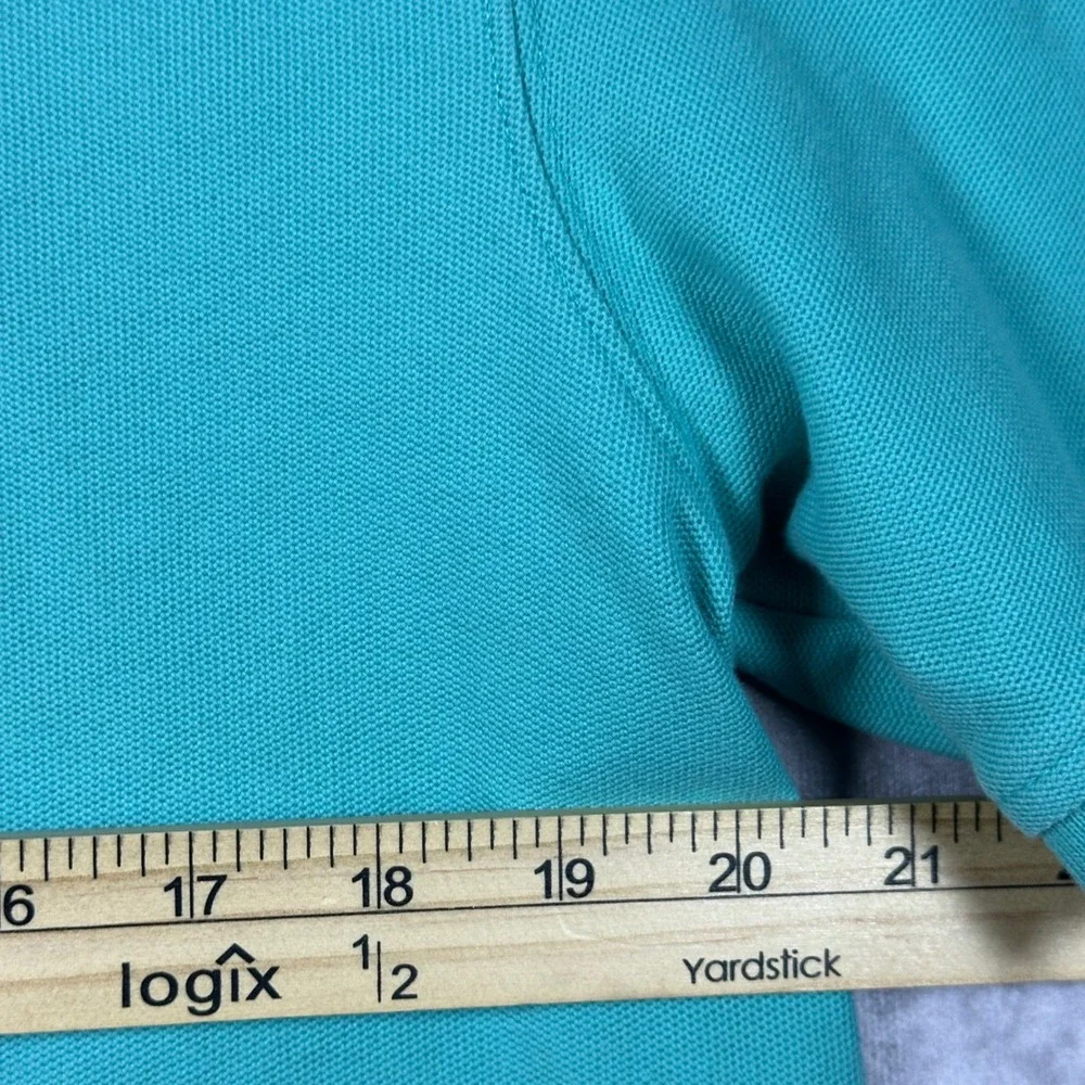 LL Bean Mens Medium Traditional Fit Pique Polo Shirt Teal Green Cotton Casual SS